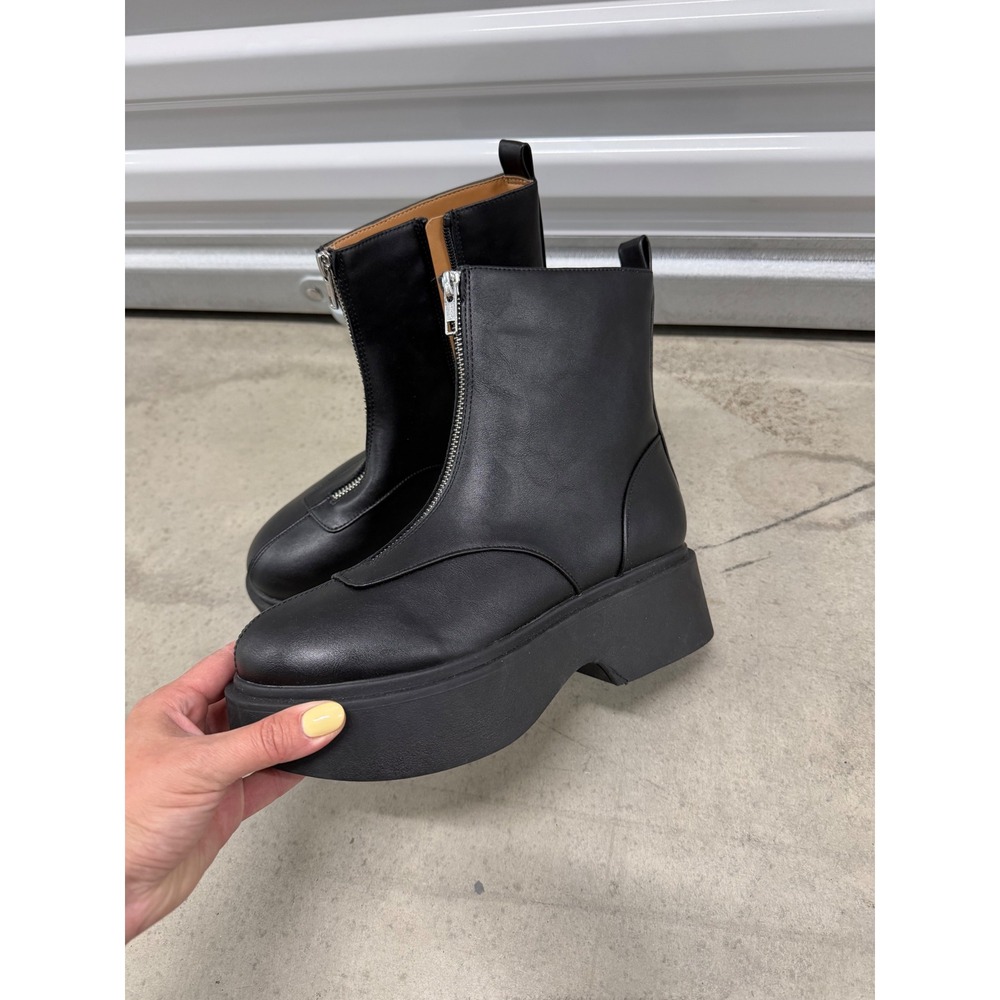 Wild Fable Black Front Zip‎ Platform Ankle Boots Womens Size 7 Lug Sole NEW